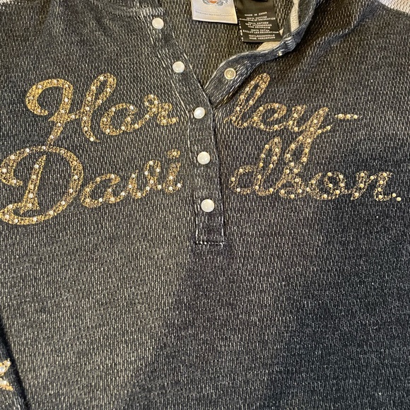 Harley-Davidson Black Oversized Hoodie with Buttoned Details - Picture 5 of 6